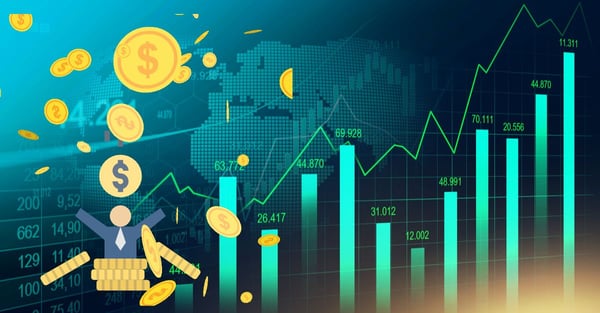 forex_trading_chart_and_coins_raining_on_a_businessman