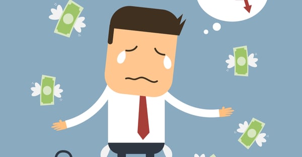 A man cries because of money lost.