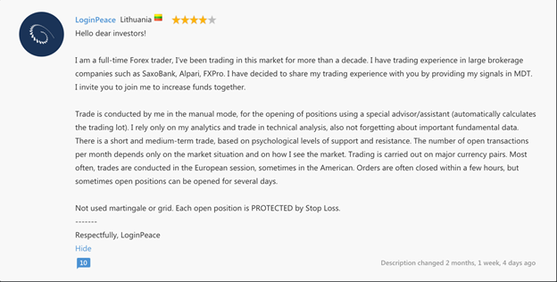 Copy Tip of the Week – Strategy Provider “LoginPeace Darwinex” 4